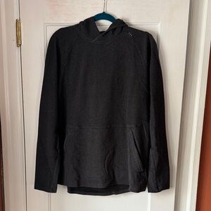 Lululemon Textured Double-knit Cotton Hoodie. Heathered Black/Black